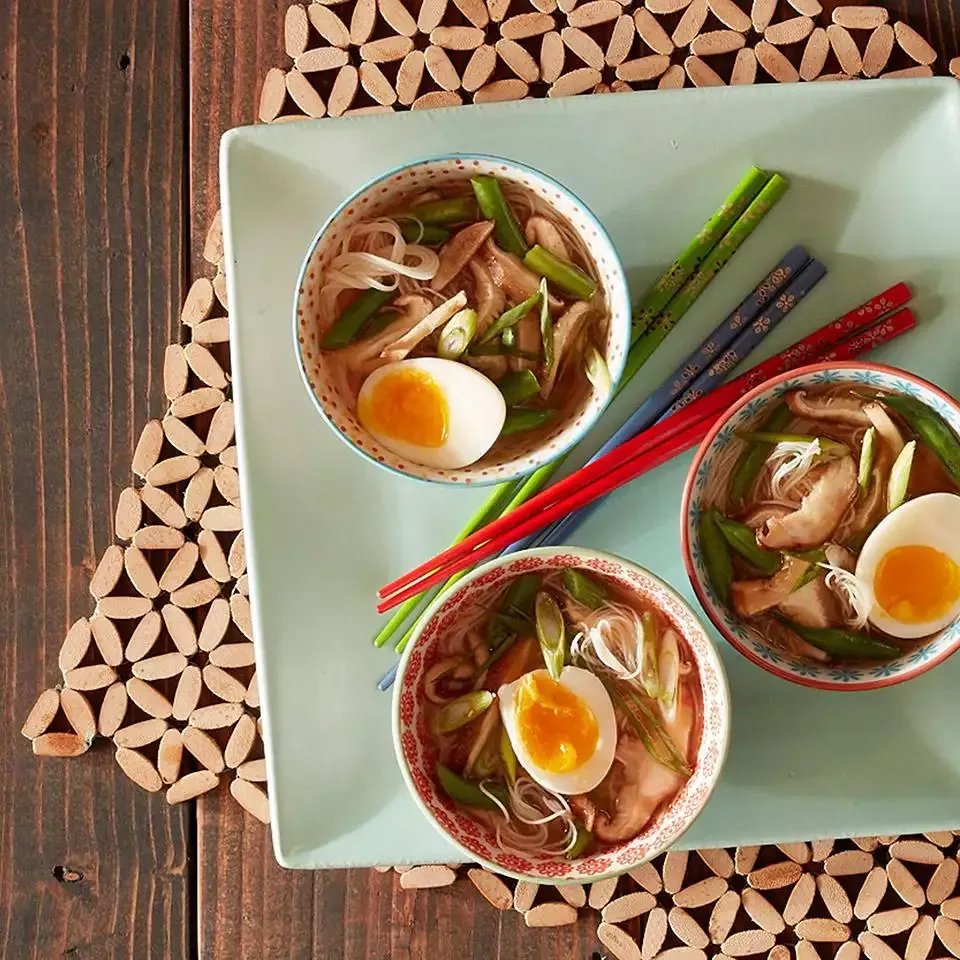 Spicy Miso Soup with Roasted Shiitake Mushrooms and Green Beans