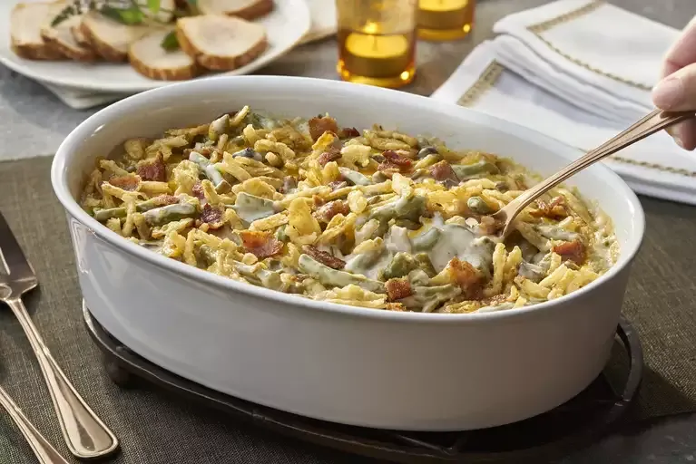 Bacon & Cheddar Green Bean Casserole