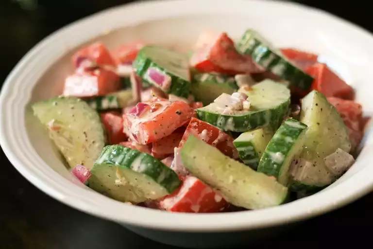 Cucumber and Tomato Salad with Mayo