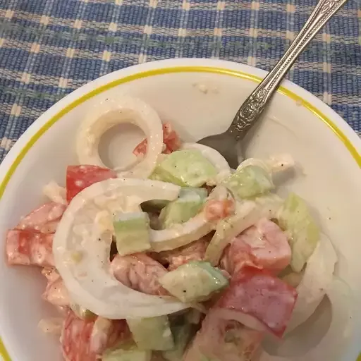 Cucumber and Tomato Salad with Mayo