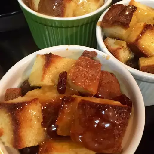 Pumpkin Bread Pudding with Caramel Rum Sauce