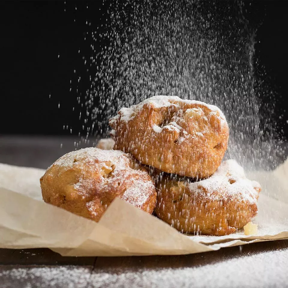 Cinnamon Apple Beignets with Caramel Sauce