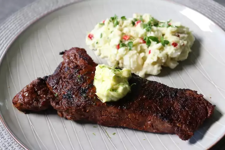 Grilled Chili Steak with Garlic-Lime Butter