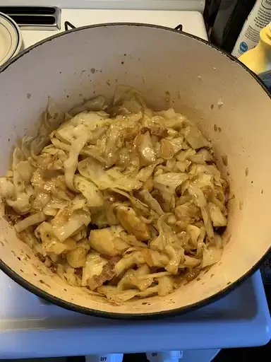 Fried Cabbage with Bacon, Onion, and Garlic