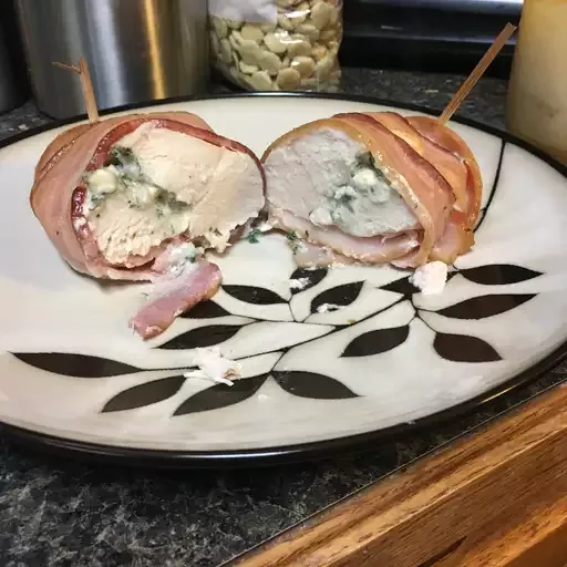 Gorgonzola-Stuffed Chicken Breasts Wrapped in Bacon