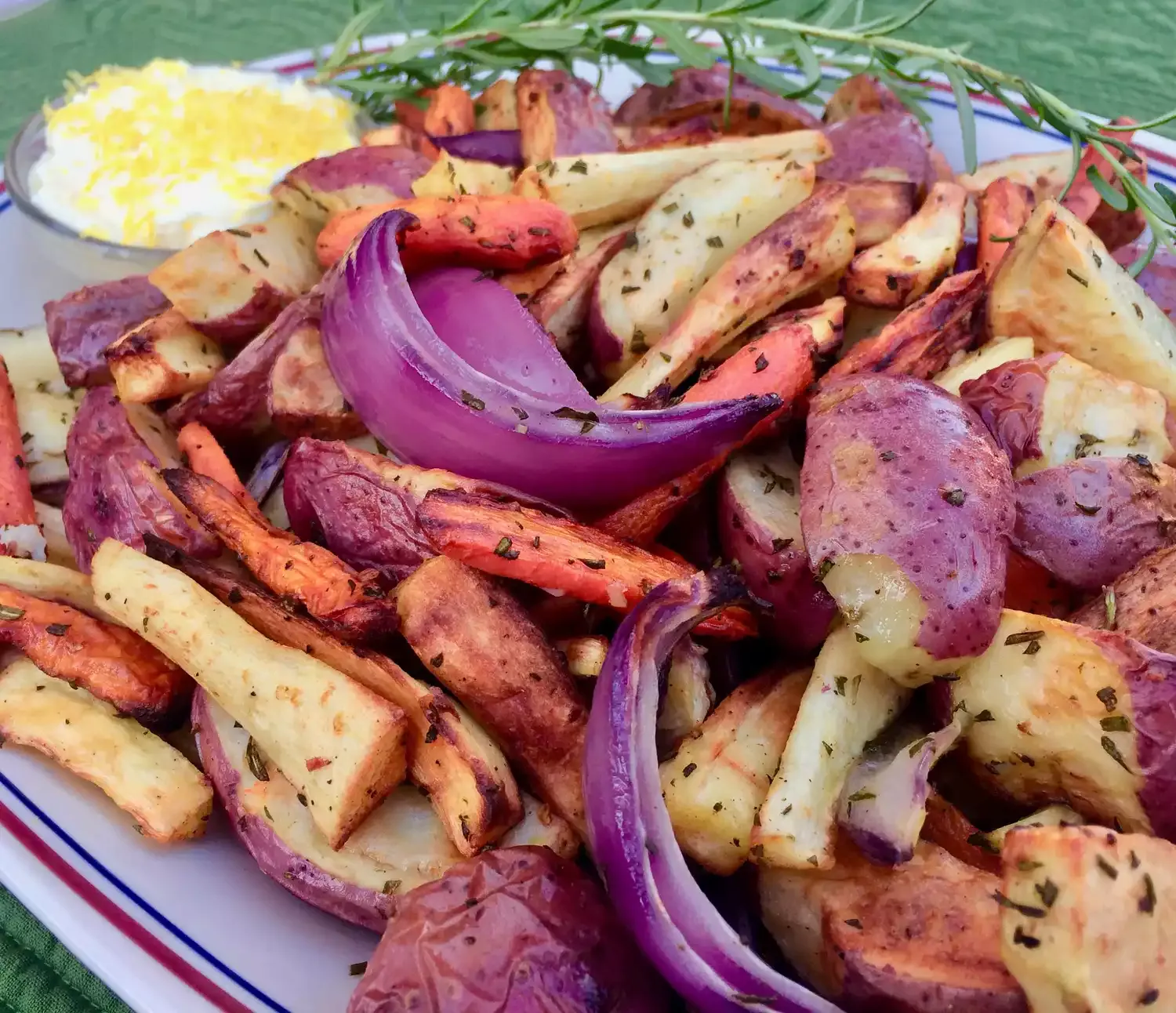 Air Fryer Root Vegetables with Vegan Aioli