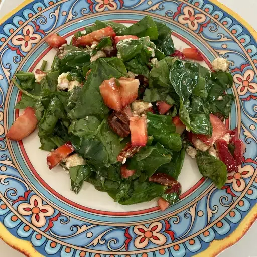 Spinach and Strawberry Salad with Feta Cheese