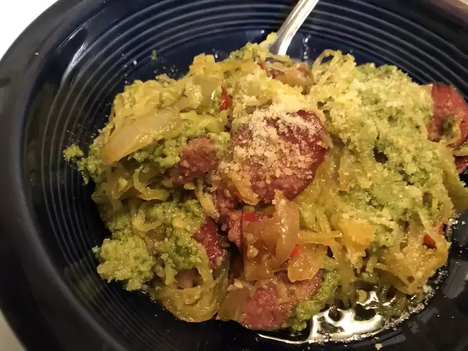 Pesto Spaghetti Squash Skillet with Hillshire Farm® Smoked Sausage