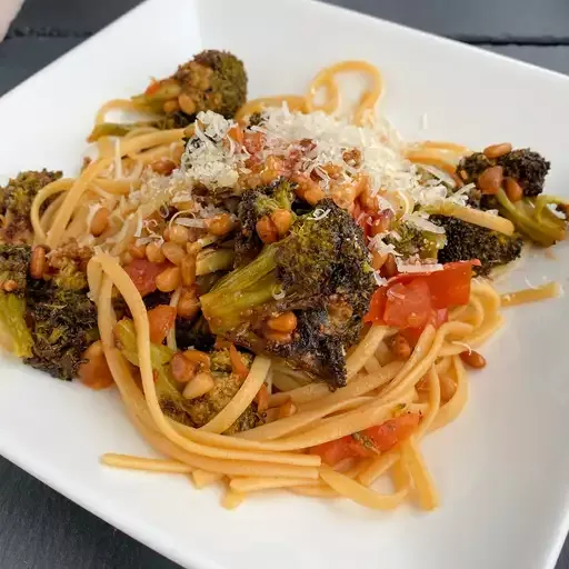 Linguini with Roasted Broccoli Pesto