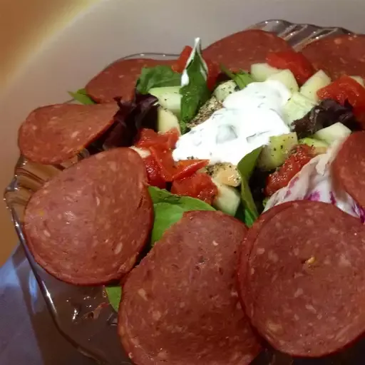 Italian Layered Salad with Bison Pepperoni