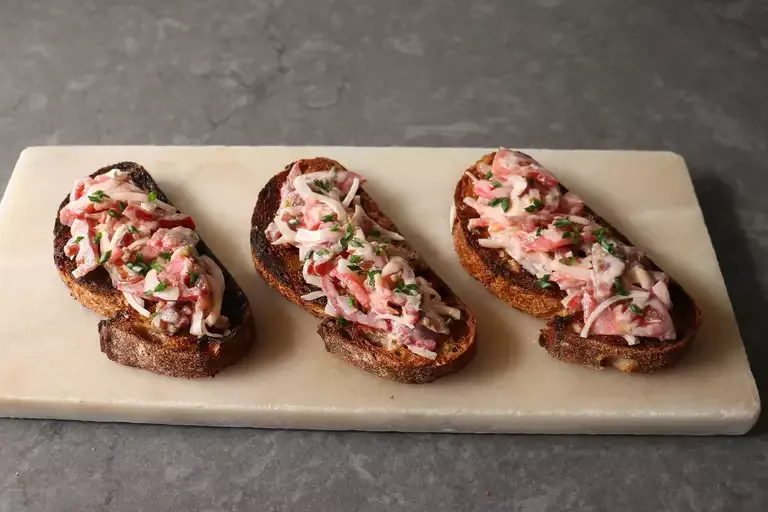 Russian Tomato Salad Bruschetta