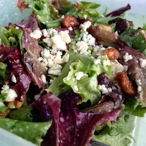 Baby Greens with a Warm Gorgonzola Dressing