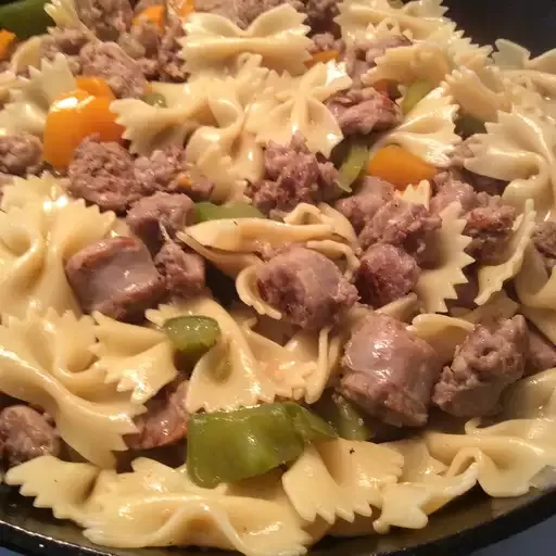 Bow Tie Pasta with Sausage and Sweet Peppers