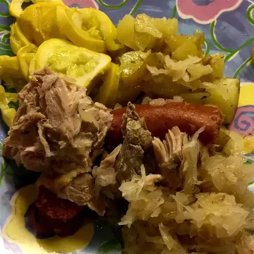 Pork Roast with Sauerkraut and Kielbasa