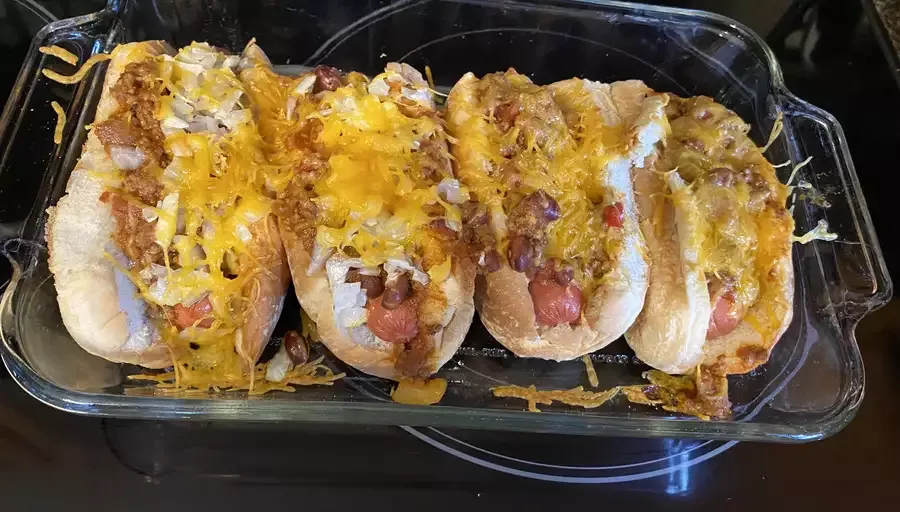 Baked Chili Hot Dogs