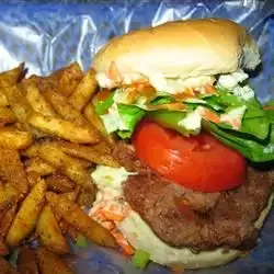 Buffalo Chicken Burgers with Blue Cheese Dressing