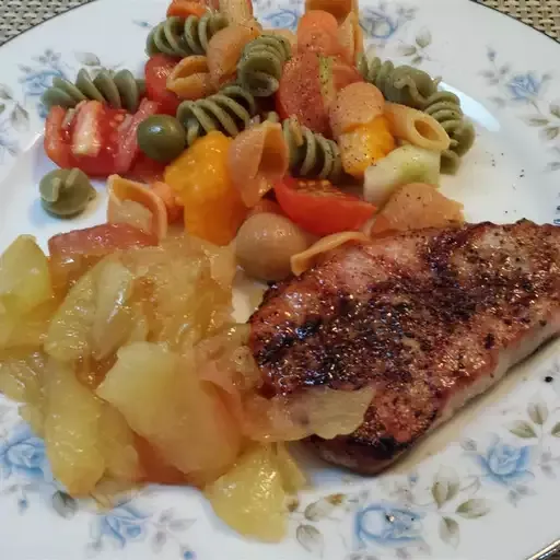 Grilled Pork Tenderloin with Fried Apples