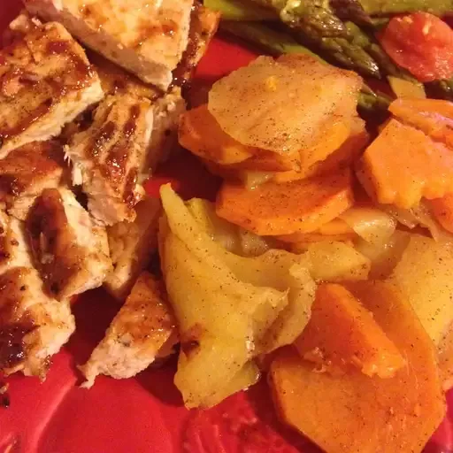 Grilled Sweet Potatoes with Apples