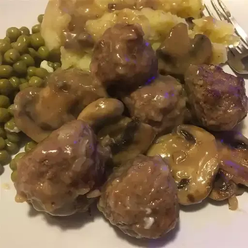 Wild Rice Meatballs in Mushroom Sauce