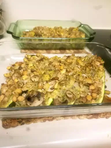 Zucchini with Chickpea and Mushroom Stuffing