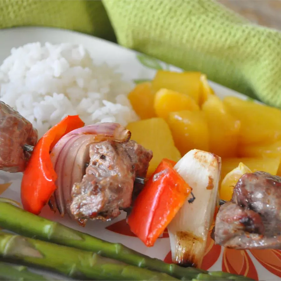 Orange Beef Kabobs with Grilled Fruit