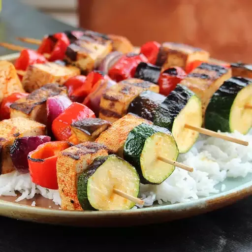 Grilled Tofu Skewers with Sriracha Sauce