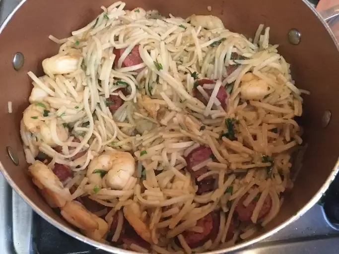 Easy Pad Thai with Shrimp and Hillshire Farm® Smoked Sausage