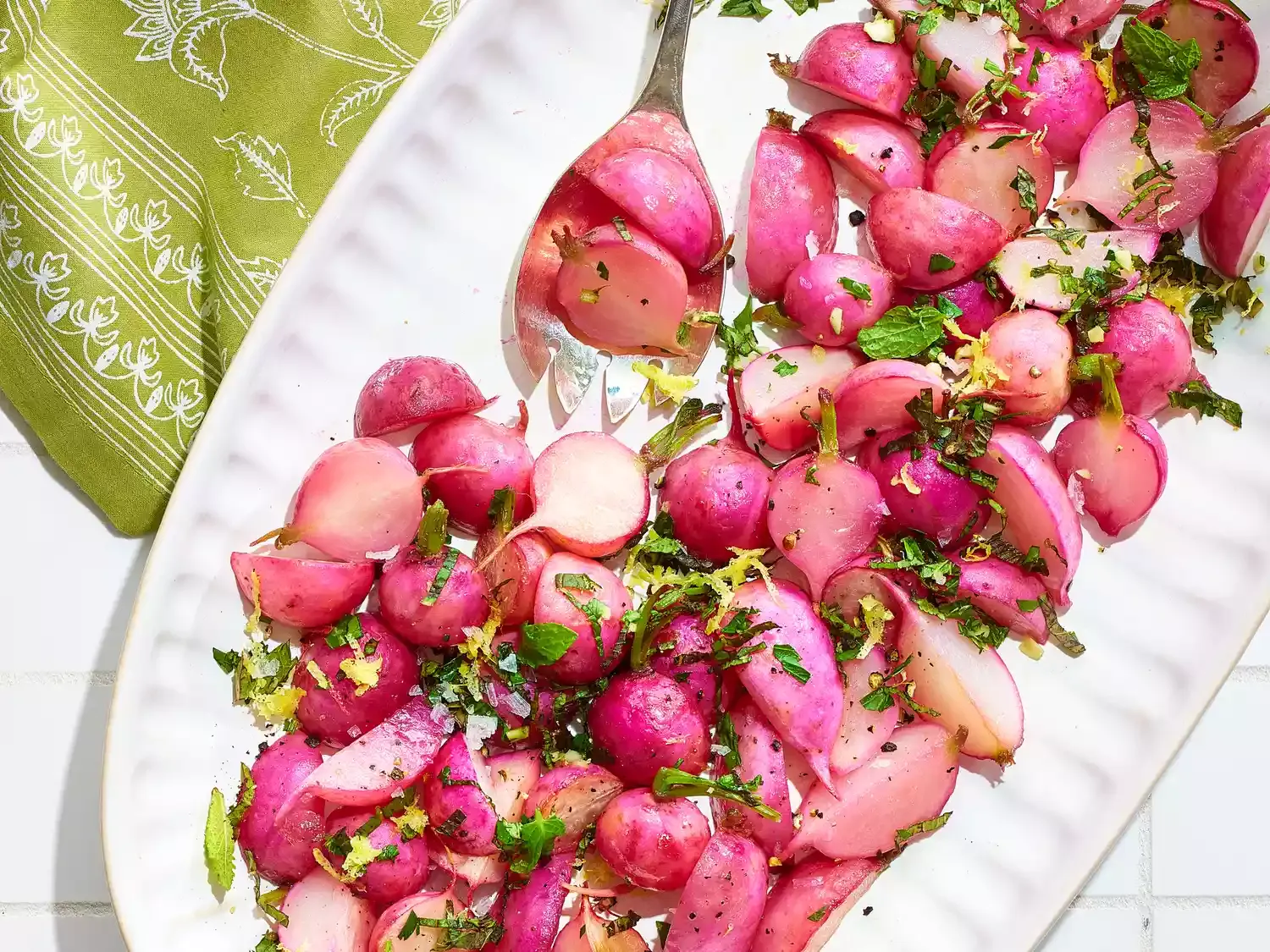 Skillet-Roasted Radishes with Mint Gremolata