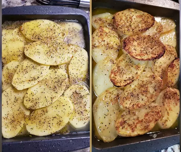 Potato Gratin With Chicken Broth, Garlic and Thyme