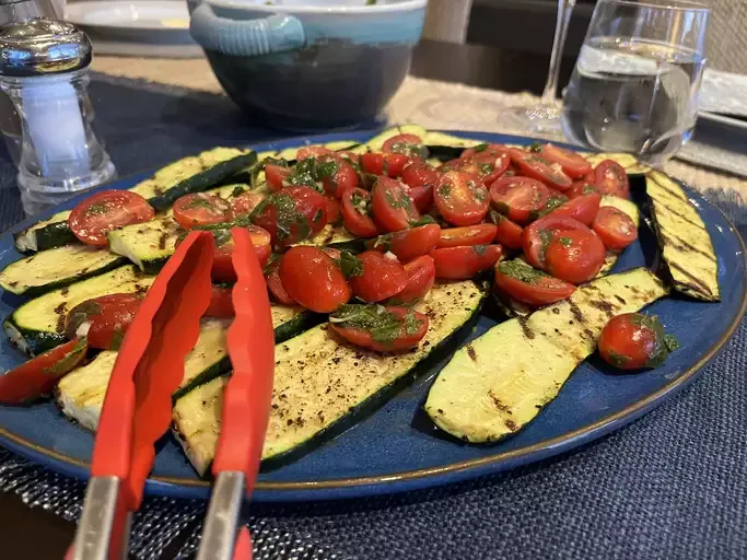 Grilled Zucchini with Tomatoes and Mint