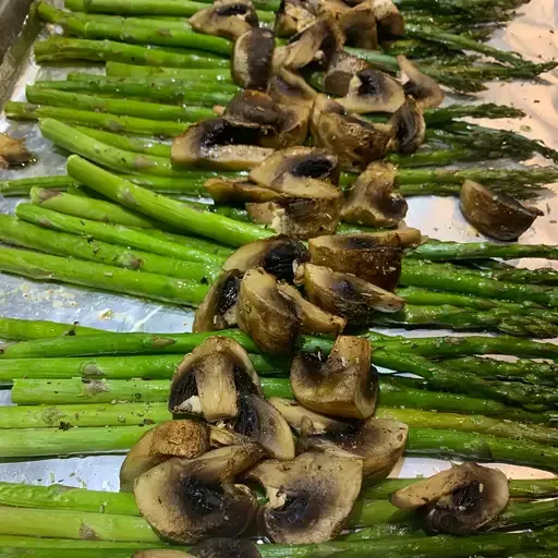 Roasted Asparagus and Mushrooms