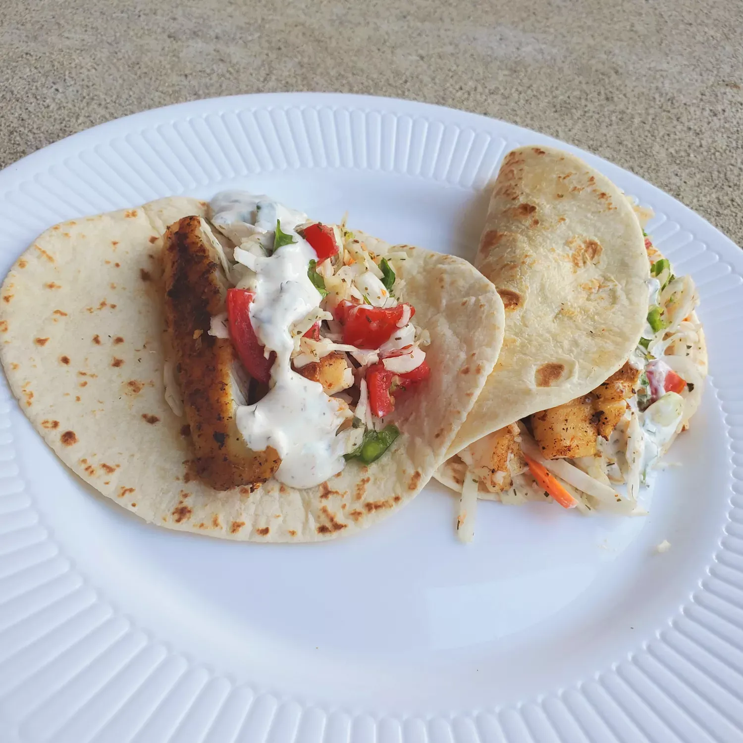 Fish Tacos With Cabbage Salsa and Yogurt Sauce