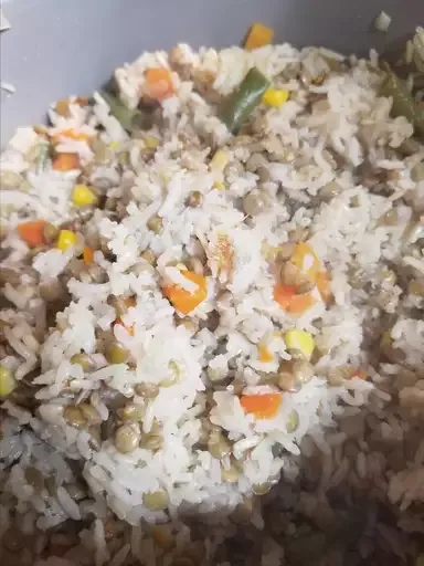 Rice and Lentils from a Rice Cooker