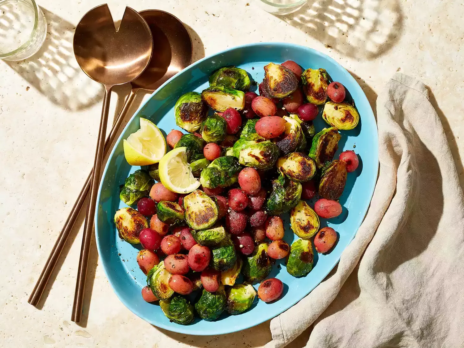 Roasted Brussels Sprouts with Grapes