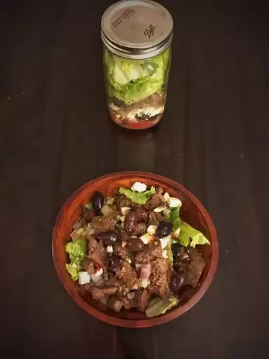 Greek Mason Jar Steak Salad