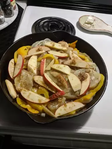 Skillet Pork Chops with Potatoes and Onion