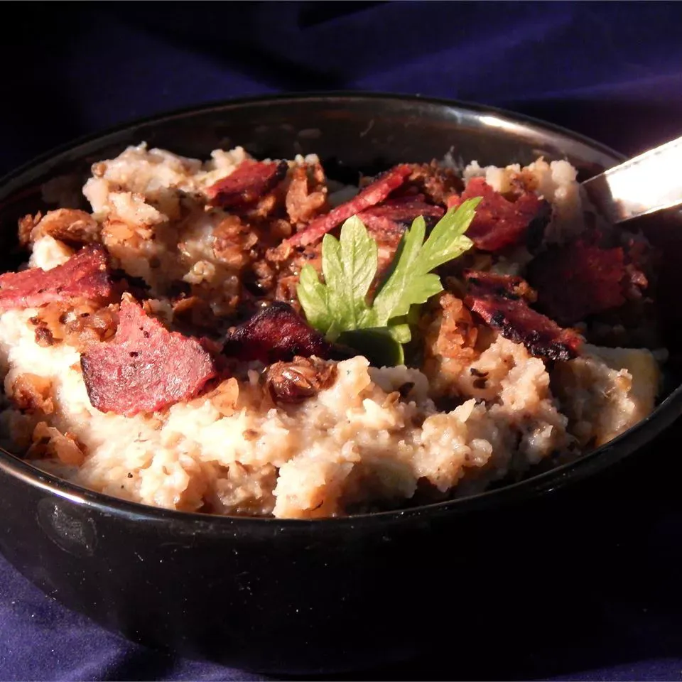 Garlic Mashed Potatoes with Eggplant