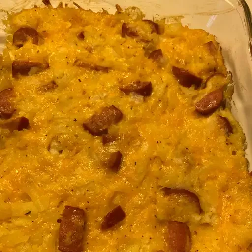 Cheesy Potatoes with Smoked Sausage