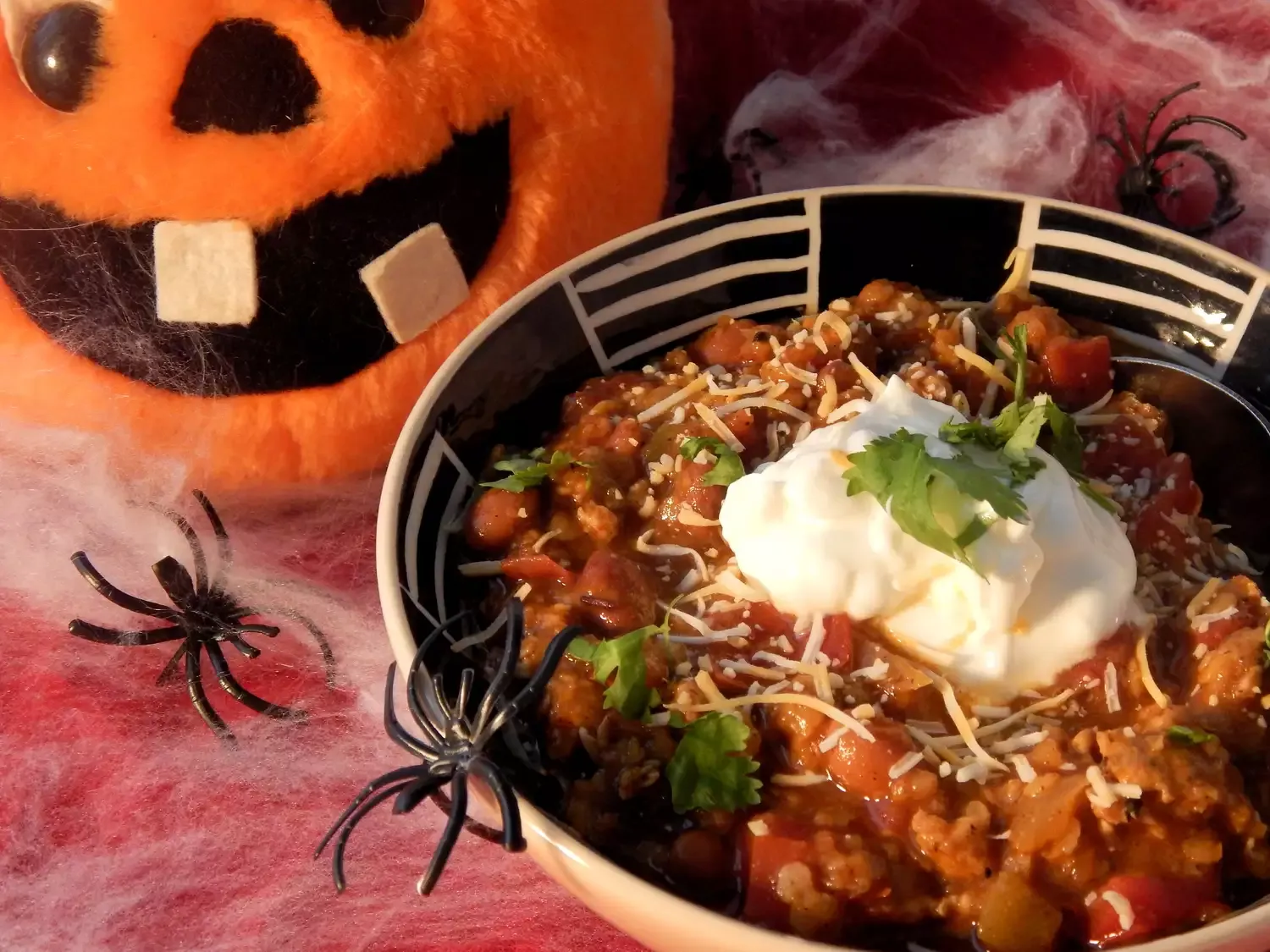 Spooky Slow Cooker Turkey Lentil Chili