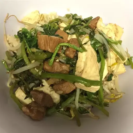 Pork Tofu with Watercress and Bean Sprouts