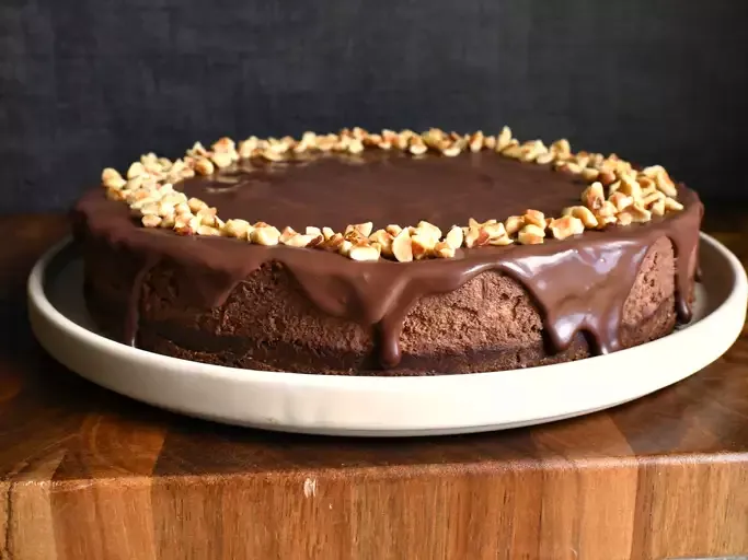 Chocolate-Glazed Hazelnut Mousse Cake