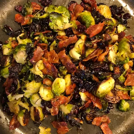 Thyme-Roasted Brussels Sprouts with Fresh Cranberries