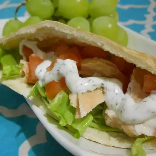 Grilled Salmon Greek Pitas