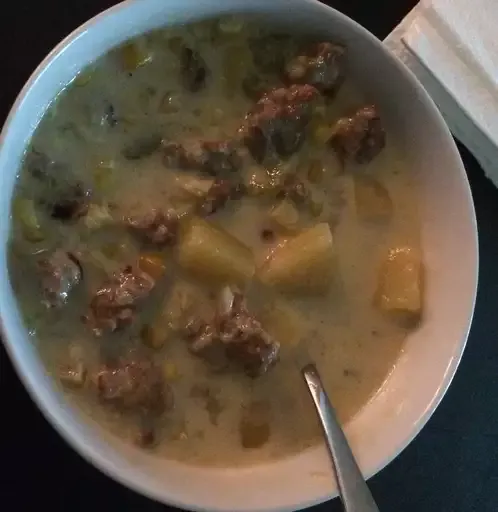 Quick Spicy Sausage Corn Chowder