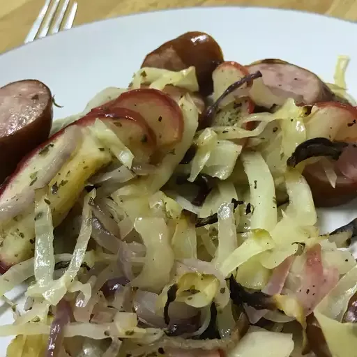 Basic Sheet Pan Chicken Sausage and Roasted Cabbage