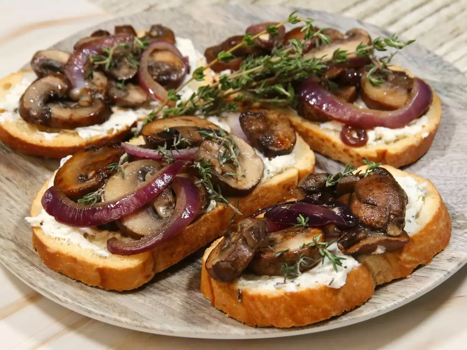 Mushroom Crostini with Herbed Goat Cheese