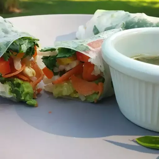 Veggie Spring Rolls with Thai Mango Dipping Sauce