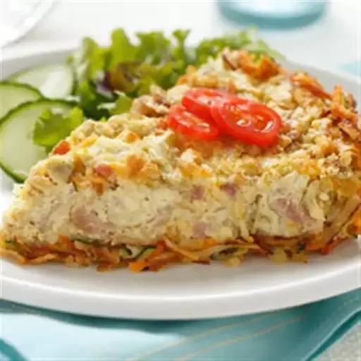 Artichoke and Ham Quiche with Cheesy Hashbrown Crust