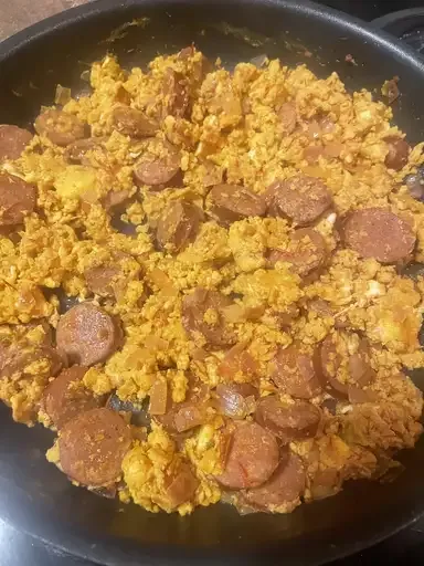 Spanish Chorizo and Tomato Scrambled Eggs