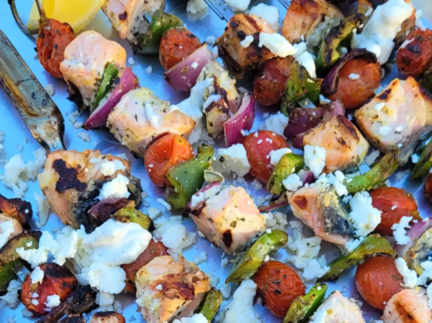 Mediterranean Grilled Salmon Kabobs